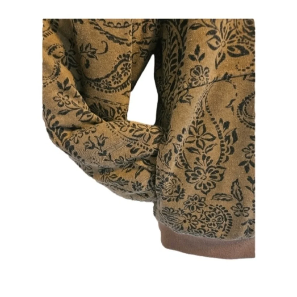 Forever 21 Paisley Print Zip-up Hoodie. size S Brown and black sherpa - Picture 6 of 16